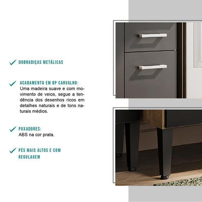 Armário Cozinha Compacta Arizona Tiny Carvalho/preto Carraro