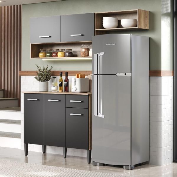 Armário Cozinha Compacta Arizona Tiny Carvalho/preto Carraro