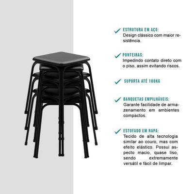 Conjunto Mesa Dobrável Com 2 Banquetas Preto Carraro
