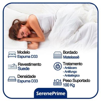 Cama Box Baú Solteiro Sintético + Colchão De Espuma D33 - Sereneprime - 88cm Preto