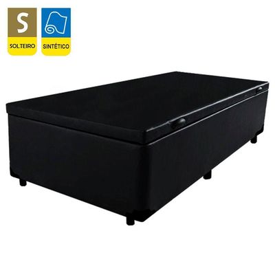 Cama Box Baú Solteiro Sintético + Colchão De Espuma D33 - Sereneprime - 88cm Preto