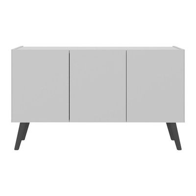 Rack Retrô Para Tv Até 32 Polegadas Com 3 Portas Multimóveis Mp1067 Branco/preto Branco/preto
