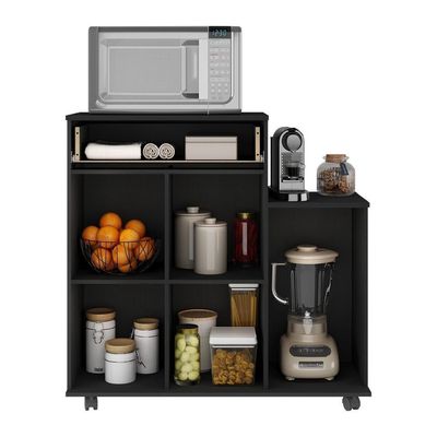 Armário De Cozinha Balcão Multiuso Para Microondas Multimóveis Mp2189 Preto Preto