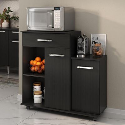 Armário De Cozinha Balcão Multiuso Para Microondas Multimóveis Mp2189 Preto Preto