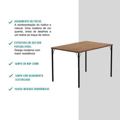 Conjunto Sala De Jantar 4 Cadeiras Valência Carraro Freijó
