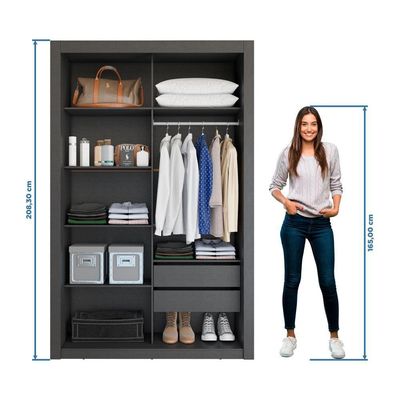 Closet Solteiro Premium 4 Gavetas Preto Tx Amoudi Móveis Preto Tx