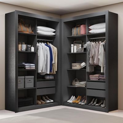 Closet Solteiro Premium 4 Gavetas Preto Tx Amoudi Móveis Preto Tx