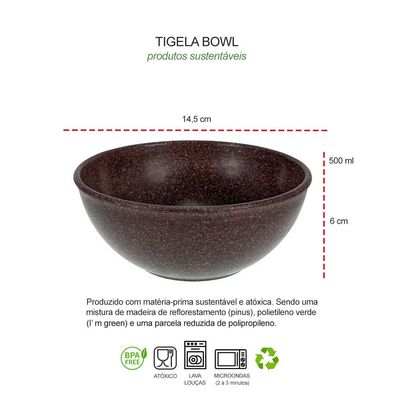Tigela Bowl Cumbuca Salada Açai Sopa Marrom BPA Free 500ml