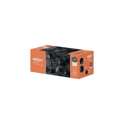 Jogo De Panelas Antiaderente Ceramic Life Smart Plus 8 Peças Preto
