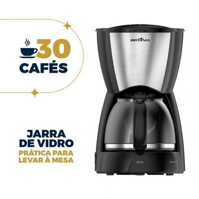 Cafeteira Elétrica Britânia BCF32A 30 xícaras Preto e Inox / 220V