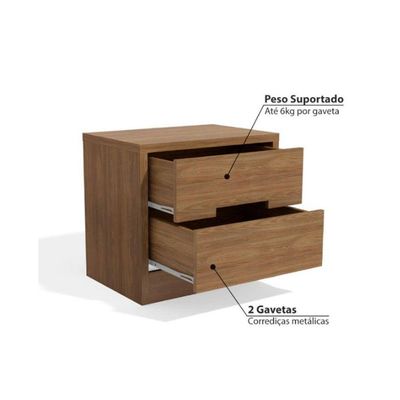 Mesa De Cabeceira Com 2 Gavetas Kappesberg Nogueira