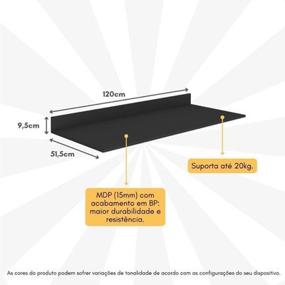 Tampo Mdp Para Balcão 120cm Multimóveis Mp2188 Preto