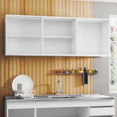 Kit 2 Armários Aéreos 150Cm 3 Portas Argélia Branco - Lumil