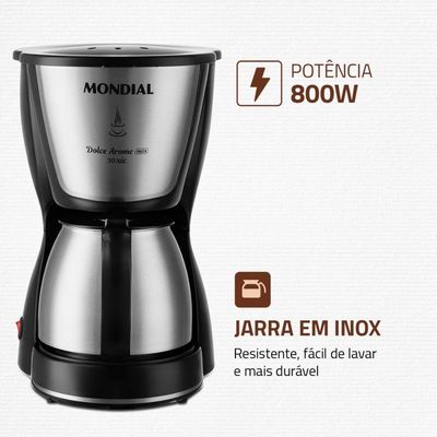Cafeteira Elétrica Mondial Dolce Arome C-37ji-30x 800w Preto/inox 220 V