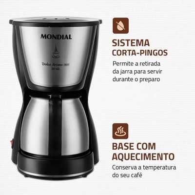 Cafeteira Elétrica Mondial Dolce Arome C-37ji-30x 800w Preto/inox 220 V