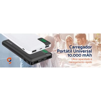 Carregador Portátil com Saídas USB + USB-C 10.000mAh Geonav Preto