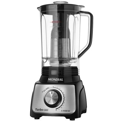 Liquidificador Mondial Turbo L-1100 12 Velocidades 1100W Preto e Inox / 110V