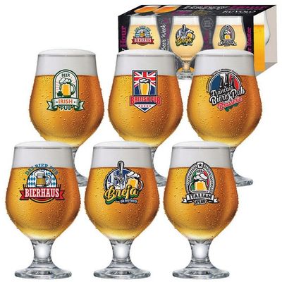 Conjunto de Taças para Cerveja Ruvolo Beer Master 380ML 6 Peças Transparente