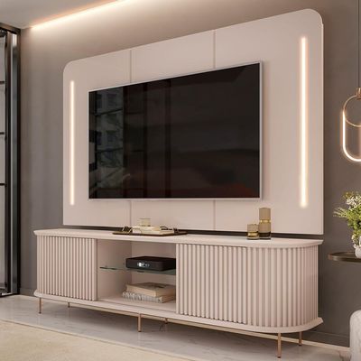 Rack Para Sala Ripado Com Painel Para Tv 75 Pol Atlantis D05 Off White