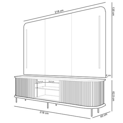 Rack Para Sala Ripado Com Painel Para Tv 75 Pol Atlantis D05 Off White