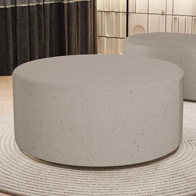 Puff Redondo Orgânico Para Living 90cm Lola W01 Linho Bege - Lyam Decor