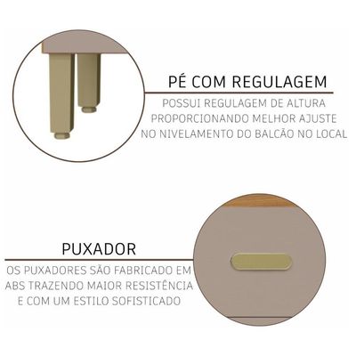 Cozinha Modulada Compacta Fidelitá Mariana 4 Peças 240cm 12 Portas 2 Gavetas Com Tampo Freijó/camurça