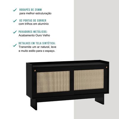 Aparador Buffet 2 Portas De Correr átria 1295 Carraro Preto