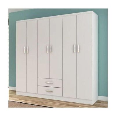 Guarda-roupa Casal 6 Portas 2 Gavetas Atalaia - Branco Branco