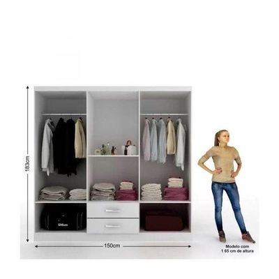 Guarda-roupa Casal 6 Portas 2 Gavetas Atalaia - Branco Branco