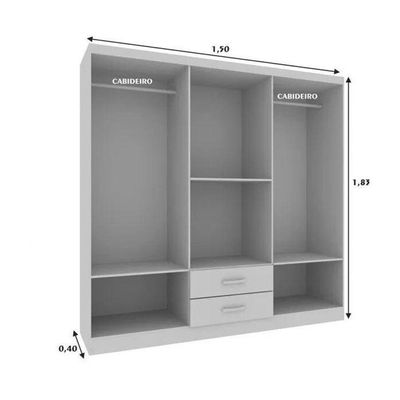 Guarda-roupa Casal 6 Portas 2 Gavetas Atalaia - Branco Branco