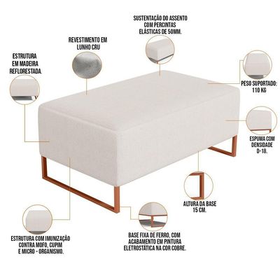 Puff Decorativo Cléo 90Cm W01 Linho Cru