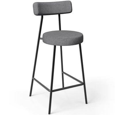 Kit 03 Banquetas Baixa Para Cozinha Sala De Jantar Bancada Milão L02 Linho Cinza Escuro