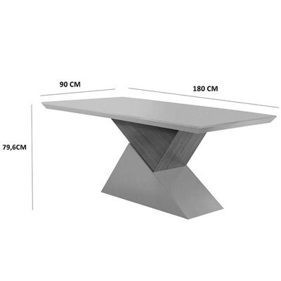 Mesa Tampo Mdf Canto Reto 6 Cadeiras Turim/Grafite/Imbuia