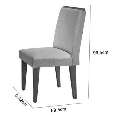 Mesa Tampo Mdf Canto Reto 6 Cadeiras Turim/Grafite/Imbuia
