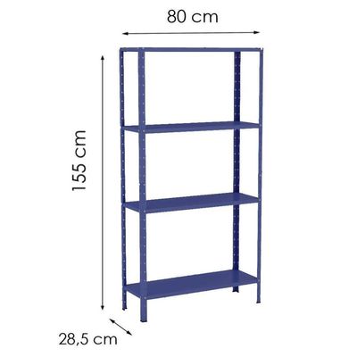 Estante Aço 4 Prateleiras Livros Cozinha Quarto Eaf006 Azul