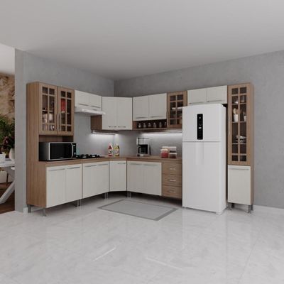 Cozinha Completa 9 Peças 515cm 20 Portas 3 Gavetas Com Tampo