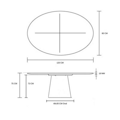Mesa Jantar Cone Oval 120x80Cm Tampo Madeira Freijó Marrom
