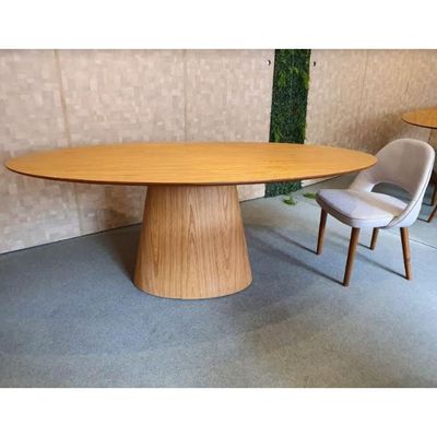 Mesa Jantar Cone Oval 120x80Cm Tampo Madeira Freijó Marrom