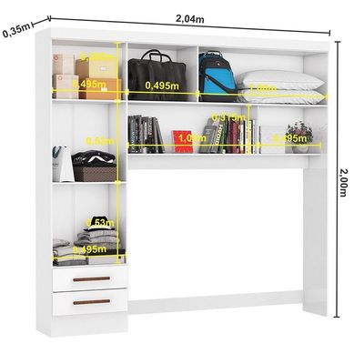 Guarda Roupa Modulado Paris 5 Portas Com Espelho E 2 Gavetas Branco