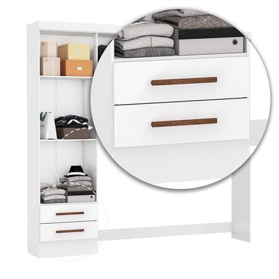 Guarda Roupa Modulado Paris 5 Portas Com Espelho E 2 Gavetas Branco