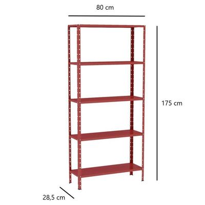 Estante Aço 5 Prateleiras Eaf005 Vermelha