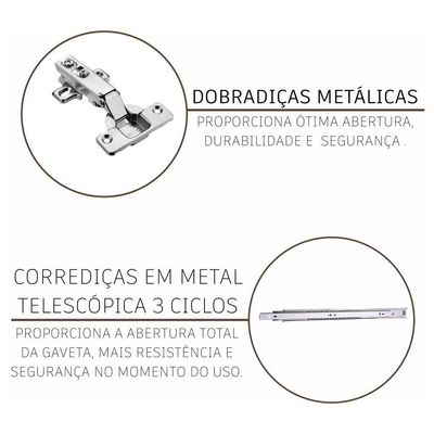 Cozinha Modulada Completa Fidelitá Viena 7 Peças 410cm 16 Portas 3 Gavetas Com Tampo Branco