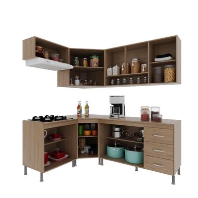 Cozinha Completa 6 Peças 340cm 12 Portas 3 Gavetas Com Tampo