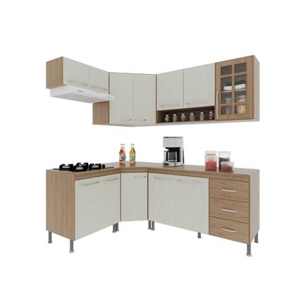 Cozinha Completa 6 Peças 340cm 12 Portas 3 Gavetas Com Tampo