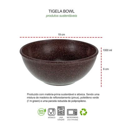 Tigela Bowl Cumbuca Salada Açai Sopa Marrom BPA Free 1L