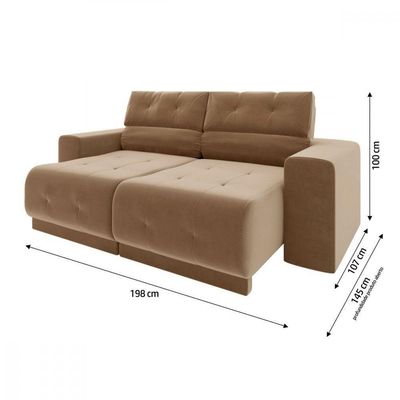 Sofá Retrátil Reclinável 3 Lugares Tecido Veludo Choco Choco