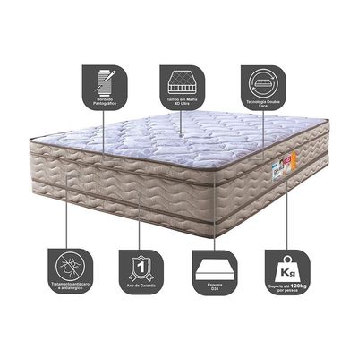 Colchão Casal Ortopédico 138x188x32 Double Face Espuma D33 Dourado
