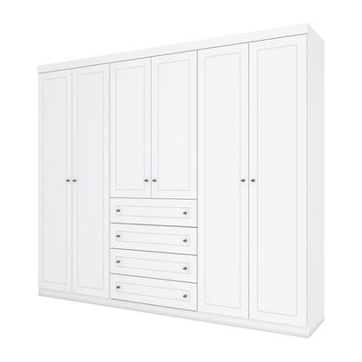 Guarda Roupa Casal 06 Portas 04 Gavetas Mississipi Henn Branco