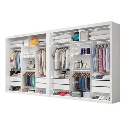 Closet Casal Premium Clarice Plus 06 Portas 8 Gavetas Branco