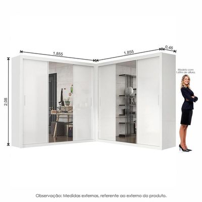 Closet Casal Premium Clarice Plus 06 Portas 8 Gavetas Branco